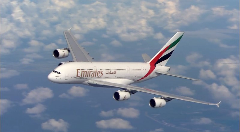 ... с борта лайнера авиакомпании Emirates Airlines.