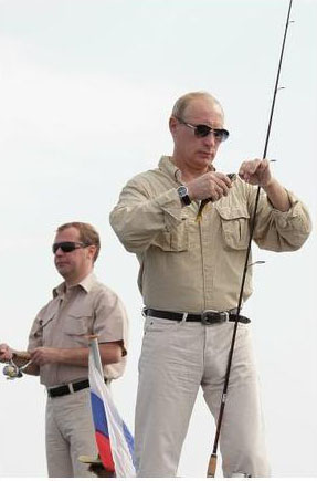 Путин на рыбалке в дельте Волги